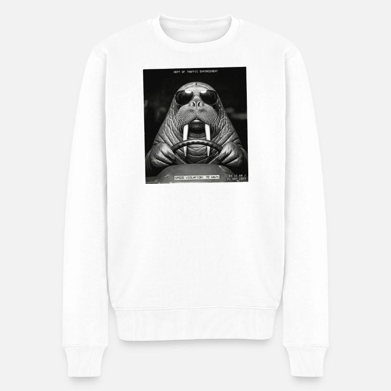 Walross Blitzer Foto - Männer Premium Bio Pullover - Weiß