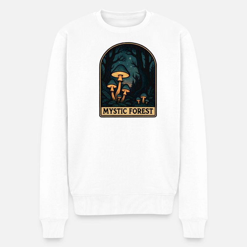 Mystischer Wald Pilzzauber - Männer Premium Bio Pullover - Weiß