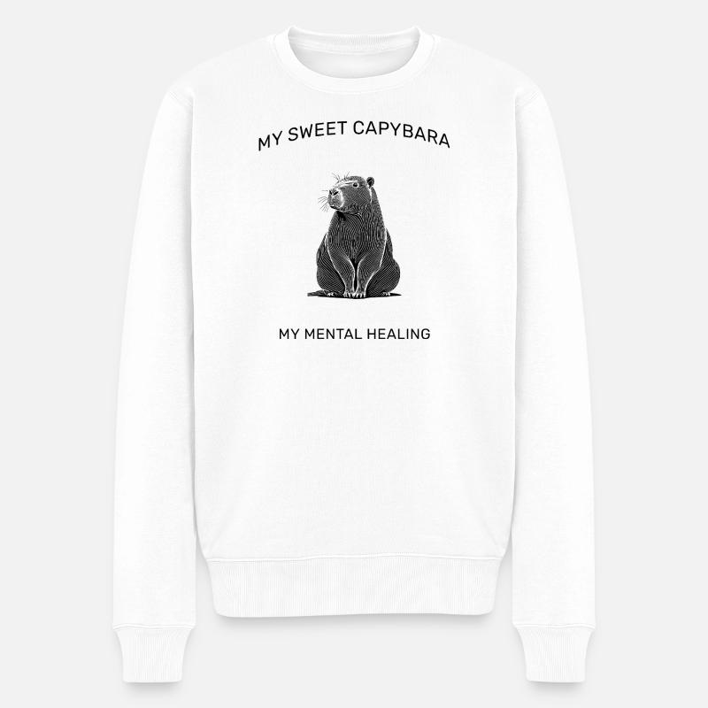My Sweet Capybara – Aesthetic LineArt Design - Männer Premium Bio Pullover - Weiß