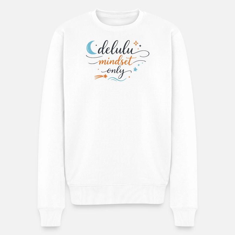 Delulu Mindset Nur Fantasie - Männer Premium Bio Pullover - Weiß