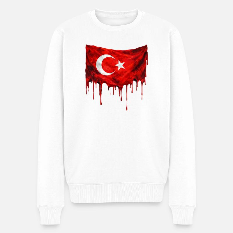 Tröpfelnde Türkei Flagge - Männer Premium Bio Pullover - Weiß
