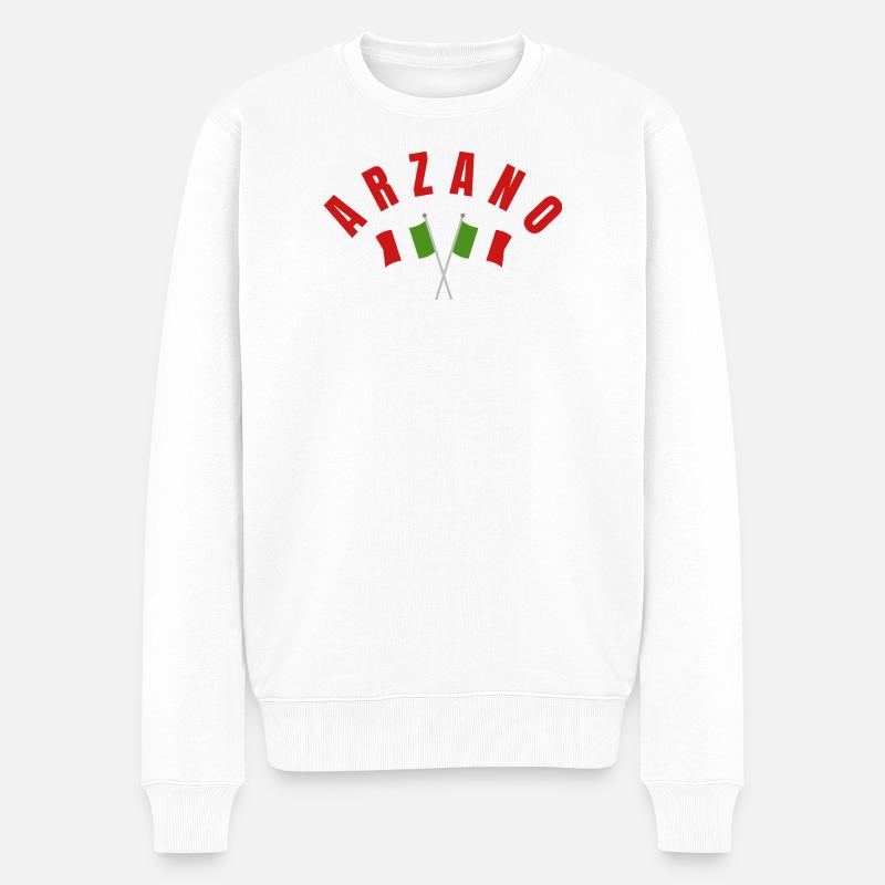 Arzano Italienische Flaggen - Männer Premium Bio Pullover - Weiß