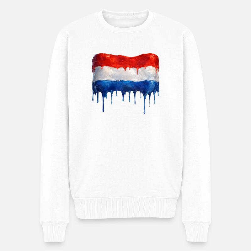 Drapeau néerlandais dégoulinant - Pull Premium bio Homme - blanc