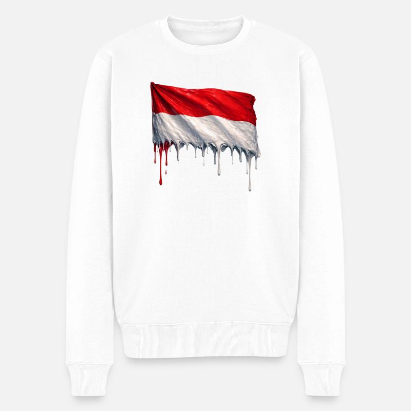 Indonesien Flagge Tropfenkunst - Männer Premium Bio Pullover - Weiß