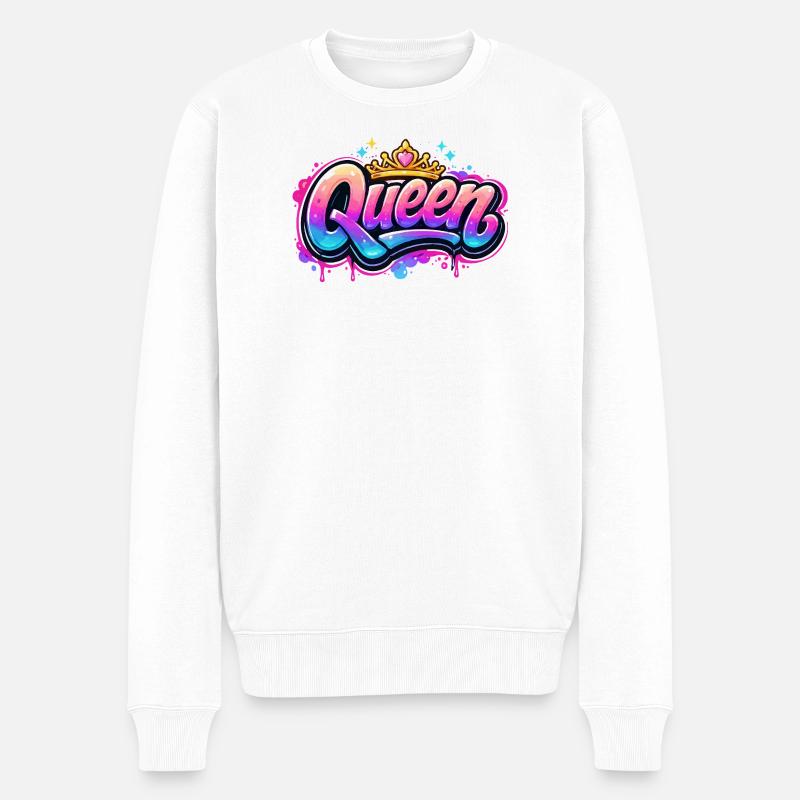 Queen Graffiti Crown Design - Pull Premium bio Homme - blanc