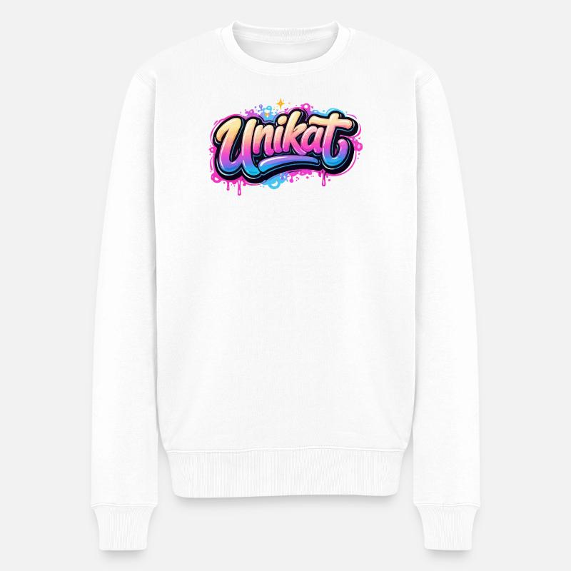 Unikat Graffiti Neon - Männer Premium Bio Pullover - Weiß