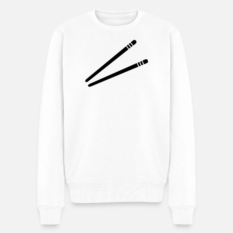 Essstäbchen - Männer Premium Bio Pullover - Weiß