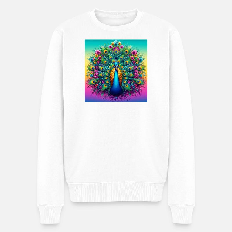 Pfau - Männer Premium Bio Pullover - Weiß