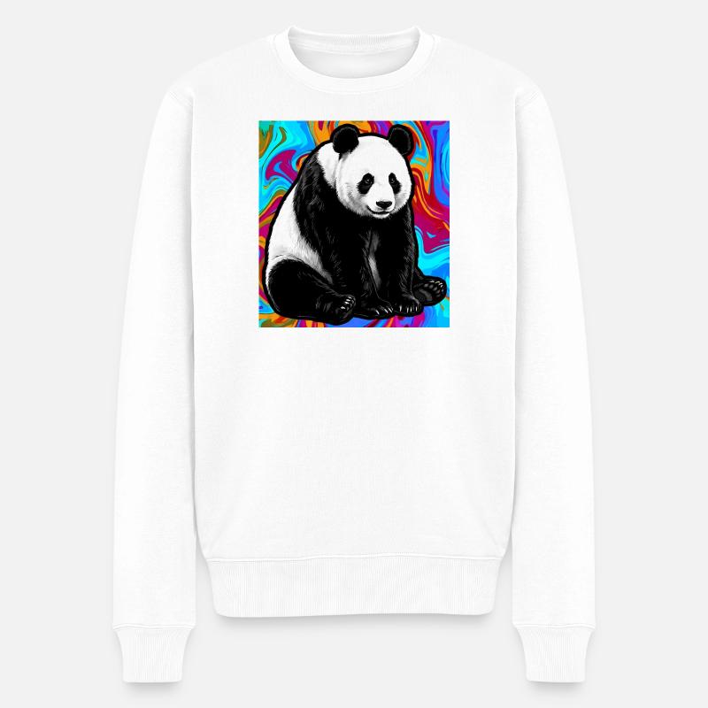 Panda - Männer Premium Bio Pullover - Weiß