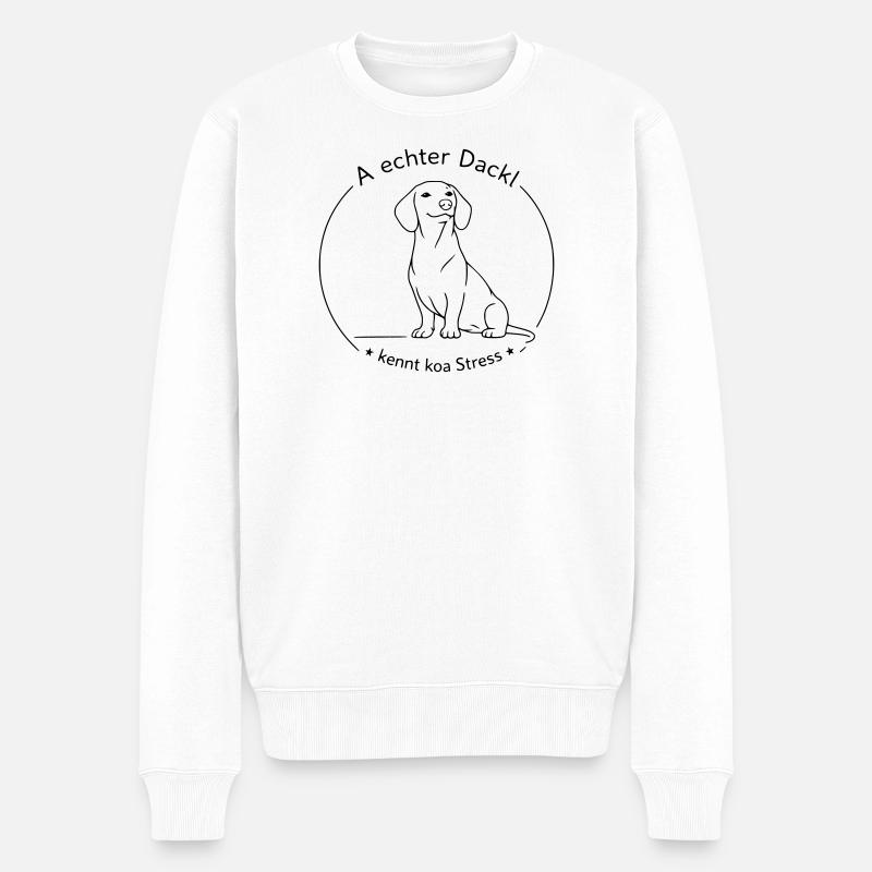 dackel kennt koa stress - Männer Premium Bio Pullover - Weiß