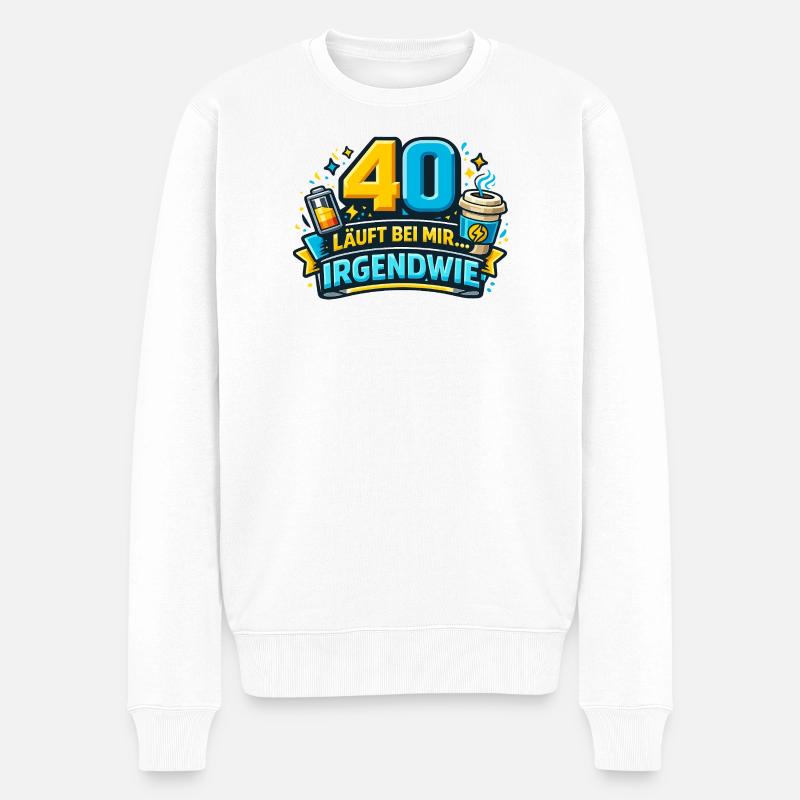 40 läuft bei mir – Irgendwie - Männer Premium Bio Pullover - Weiß