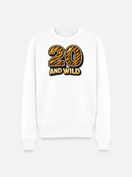 Zwanzig und Wild Tigerstreifen - Männer Premium Bio Pullover - Weiß
