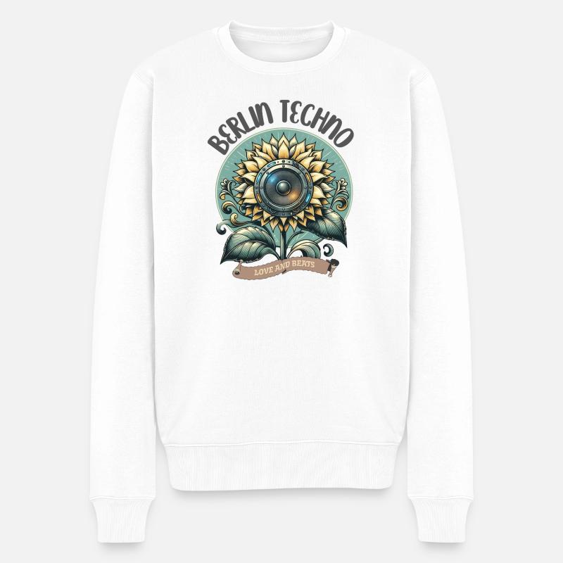 Berlin Techno - Love and Beats - Männer Premium Bio Pullover - Weiß