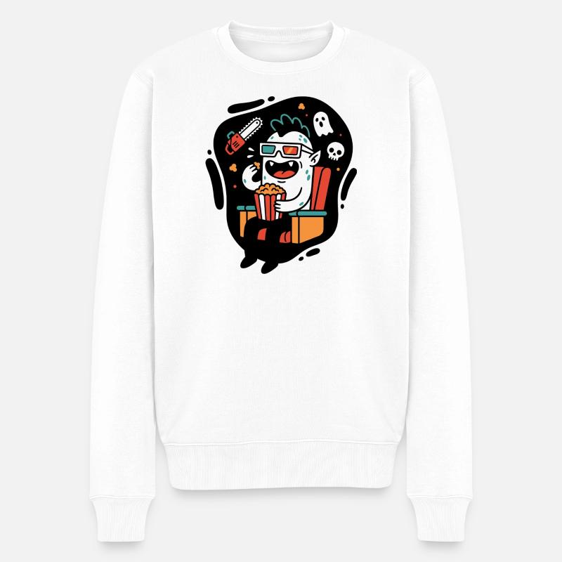 Kinomonster Popcorn Spaß - Männer Premium Bio Pullover - Weiß