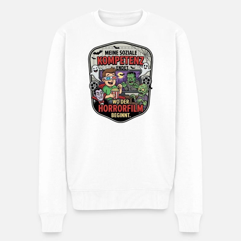 Horrorfilm Abend Komik Patch - Männer Premium Bio Pullover - Weiß