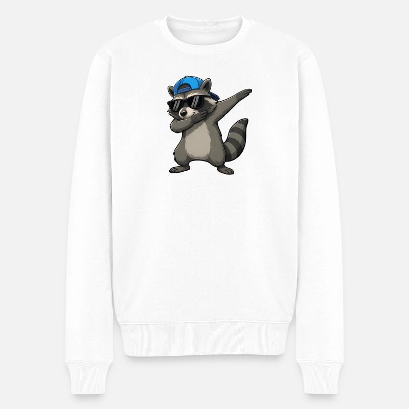 Dabbing Waschbär Streetwear - Männer Premium Bio Pullover - Weiß