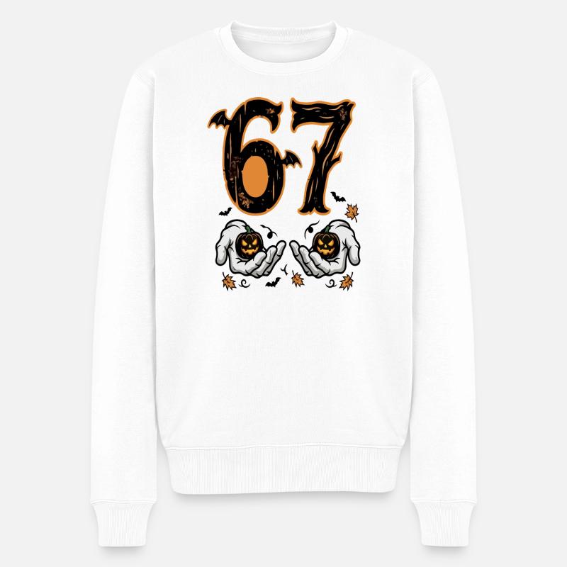 67 Écusson des Mains d’Halloween - Pull Premium bio Homme - blanc