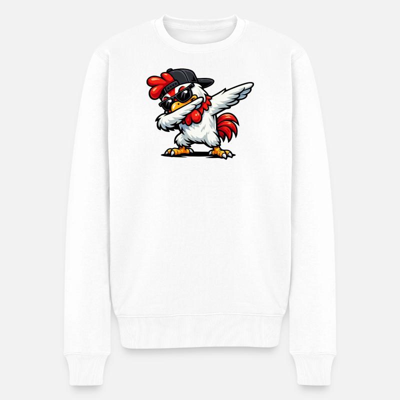 Dabbing Rooster - Männer Premium Bio Pullover - Weiß
