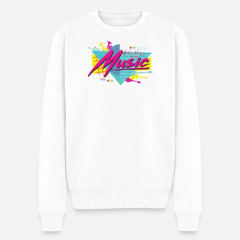 Neon Musik Retro Vibe - Männer Premium Bio Pullover - Weiß