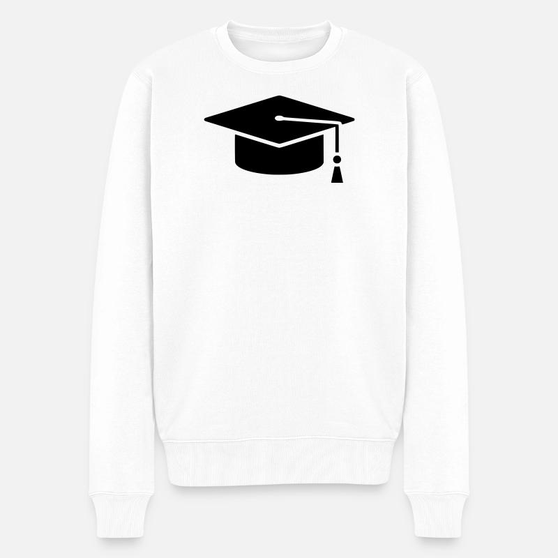 Graduation Cap Absolvent Logo - Männer Premium Bio Pullover - Weiß