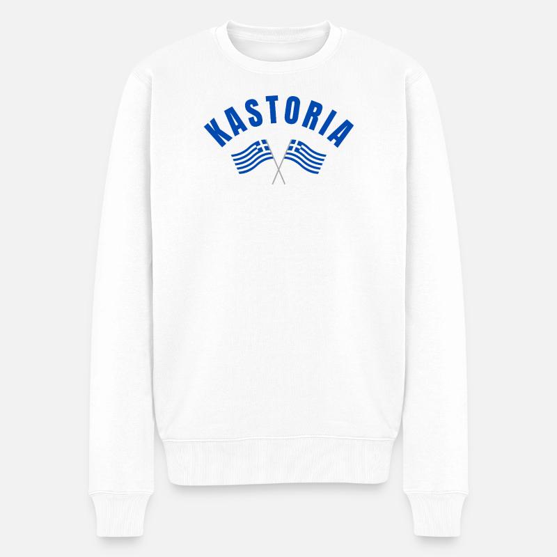 Drapeaux grecs de Kastoria - Pull Premium bio Homme - blanc