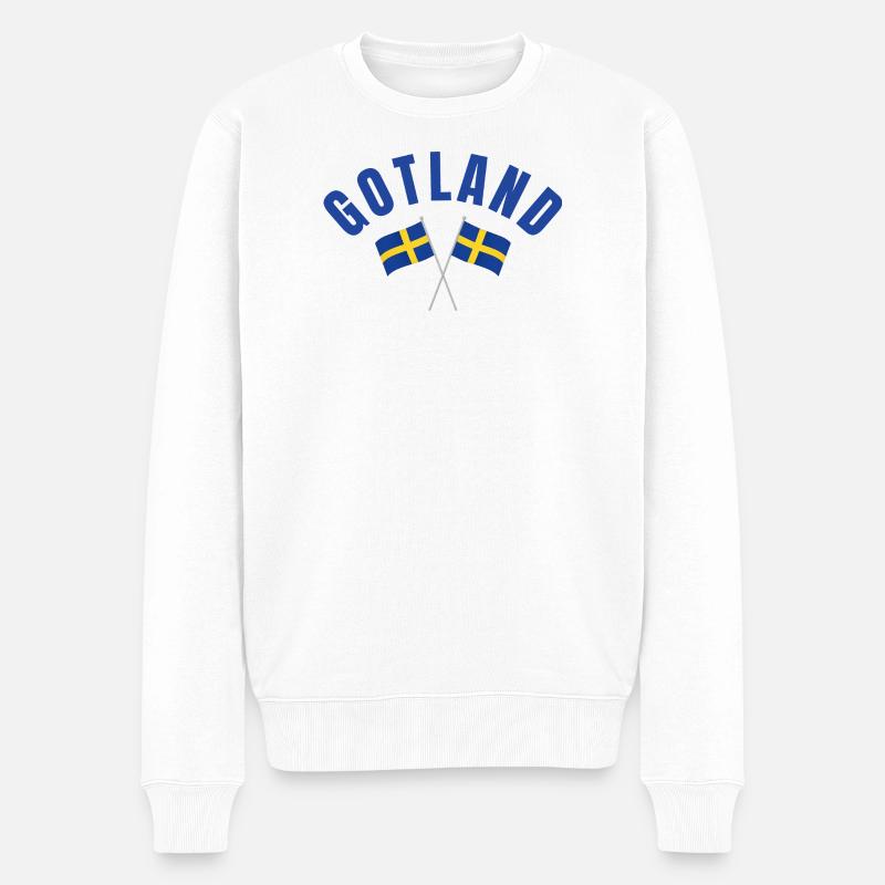 Gotland Schwedische Flaggen - Männer Premium Bio Pullover - Weiß
