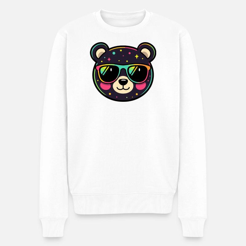 Polychromer Neon-Panda mit Brille - Männer Premium Bio Pullover - Weiß