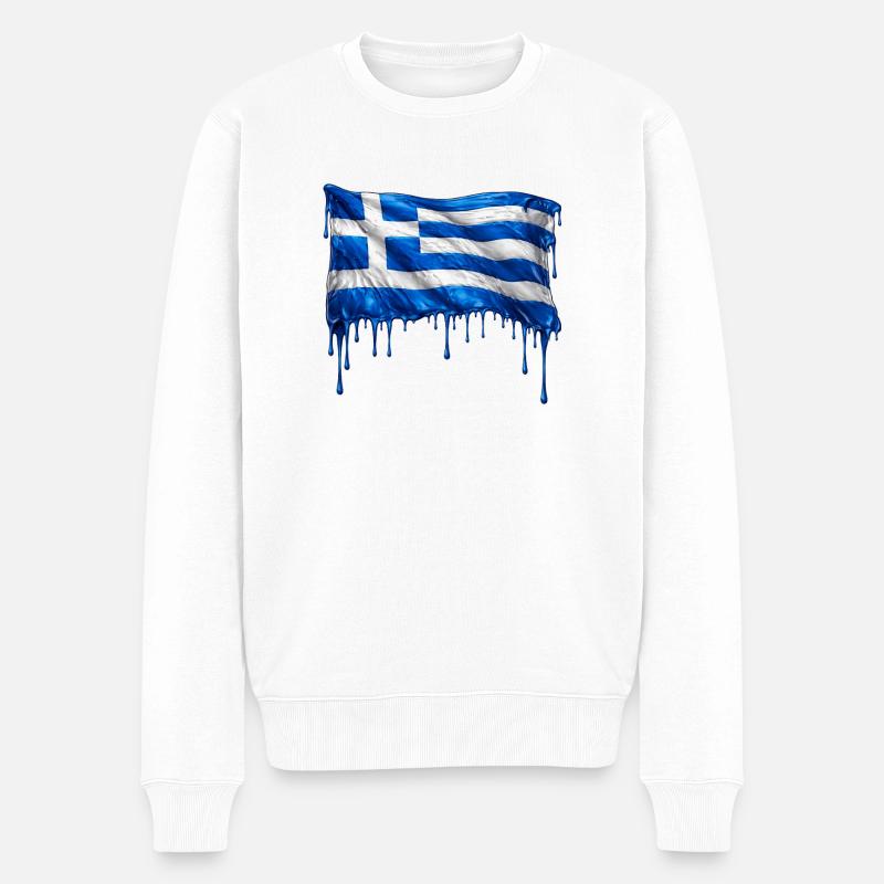 Griechische Flagge bunte Farbe - Männer Premium Bio Pullover - Weiß
