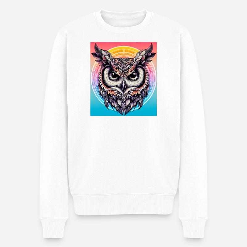 Eule - Männer Premium Bio Pullover - Weiß