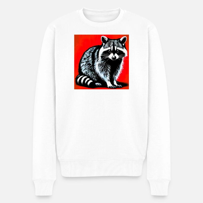 Waschbär - Männer Premium Bio Pullover - Weiß