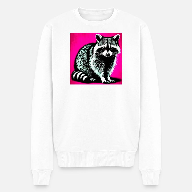 Waschbär - Männer Premium Bio Pullover - Weiß