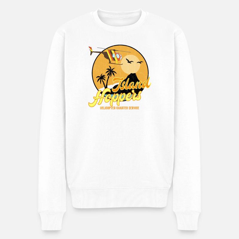 Island Sky Charter – Vintage Hubschrauber aus den 80ern - Männer Premium Bio Pullover - Weiß