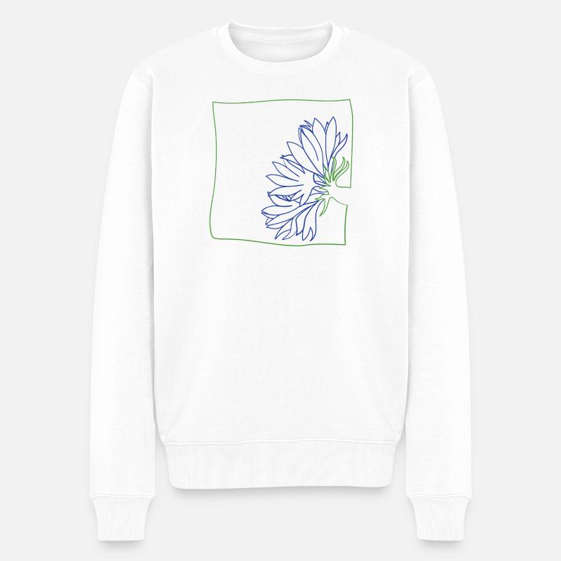 Kornblume minimalistisch - Männer Premium Bio Pullover - Weiß