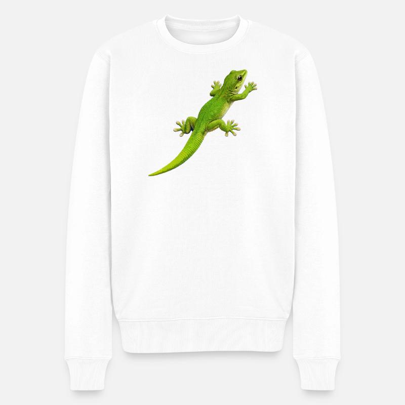 Gecko klettert 1 - Männer Premium Bio Pullover - Weiß