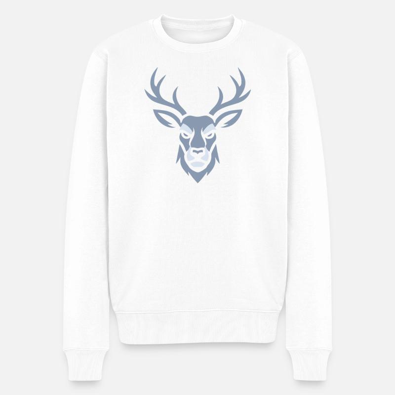Tête de cerf bleu - Pull Premium bio Homme - blanc