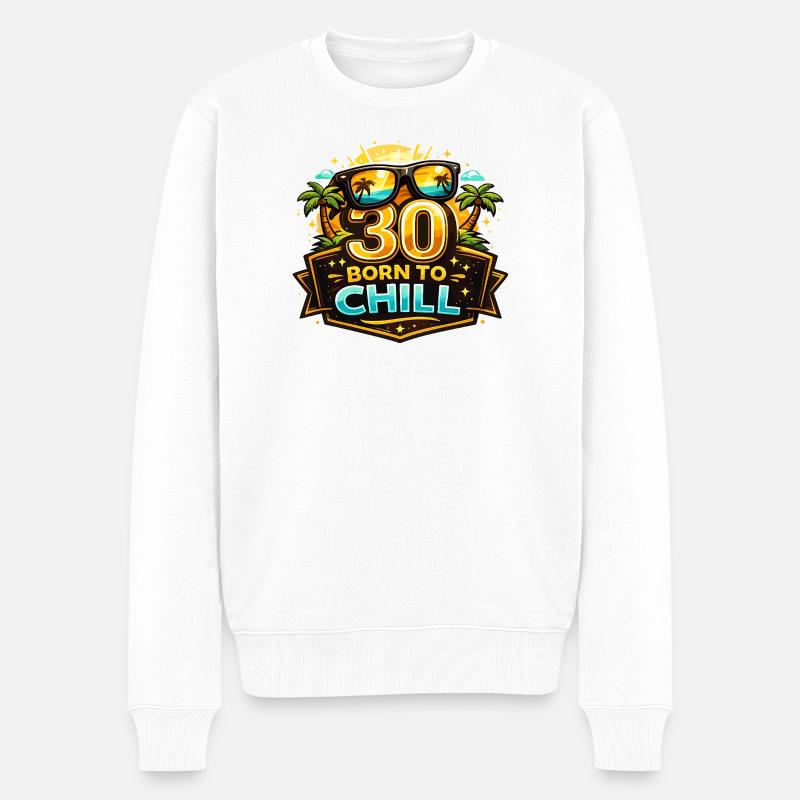 30 Born to Chill Strand-Design - Männer Premium Bio Pullover - Weiß