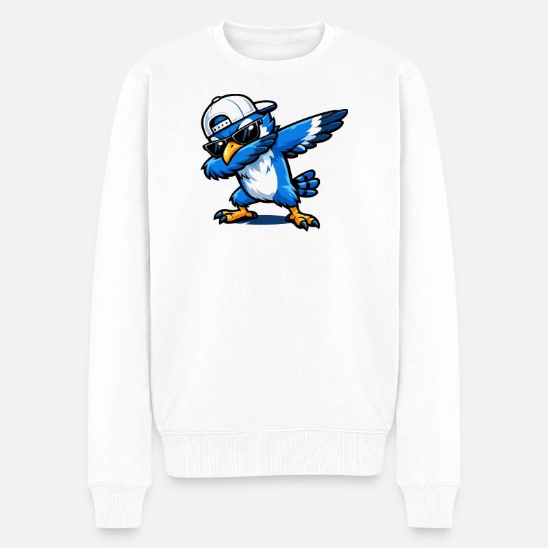 Dabbing Blue Jay - Männer Premium Bio Pullover - Weiß