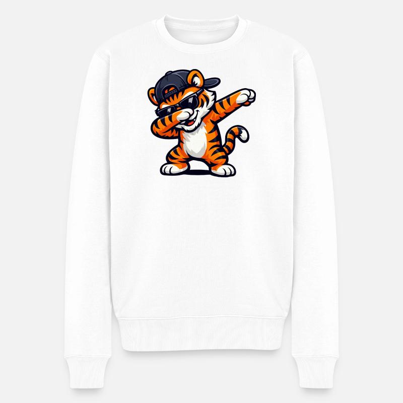 Dabbing Tiger - Männer Premium Bio Pullover - Weiß