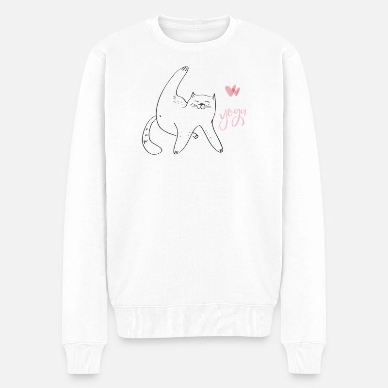 Yoga cat - Männer Premium Bio Pullover - Weiß