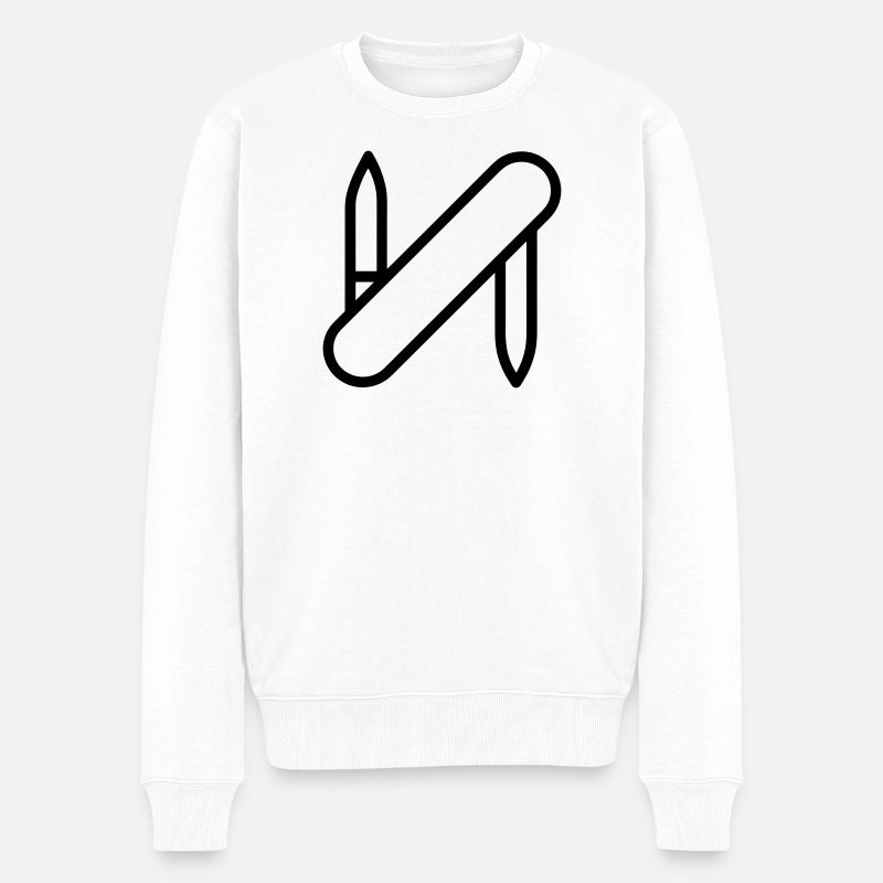 Schweizer Taschenmesser - Männer Premium Bio Pullover - Weiß