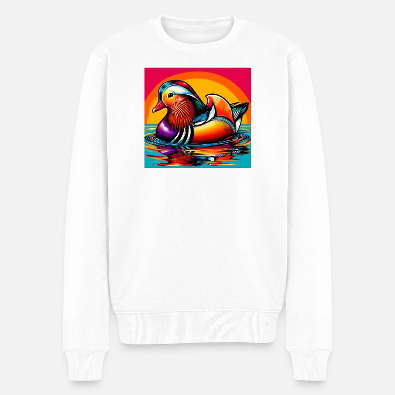 Mandarinente - Männer Premium Bio Pullover - Weiß