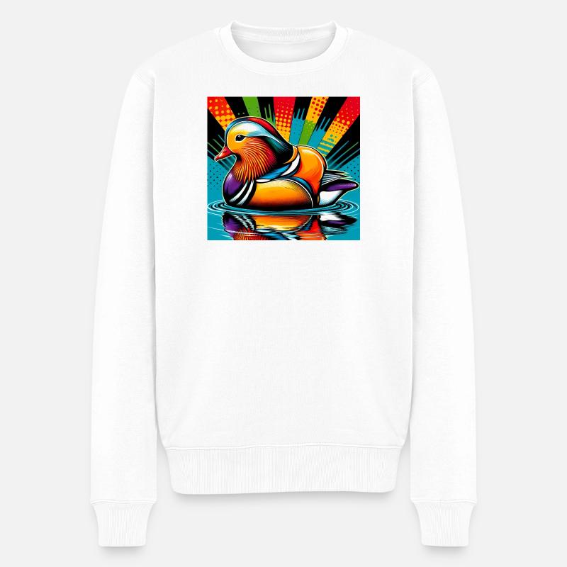 Mandarinente - Männer Premium Bio Pullover - Weiß