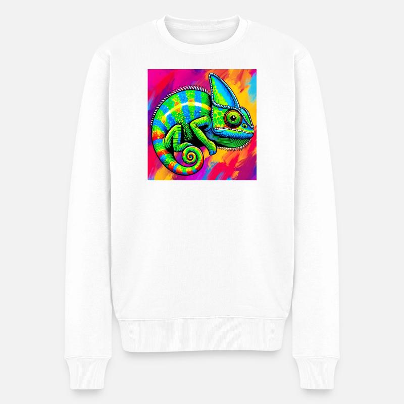 Chamäleon - Männer Premium Bio Pullover - Weiß
