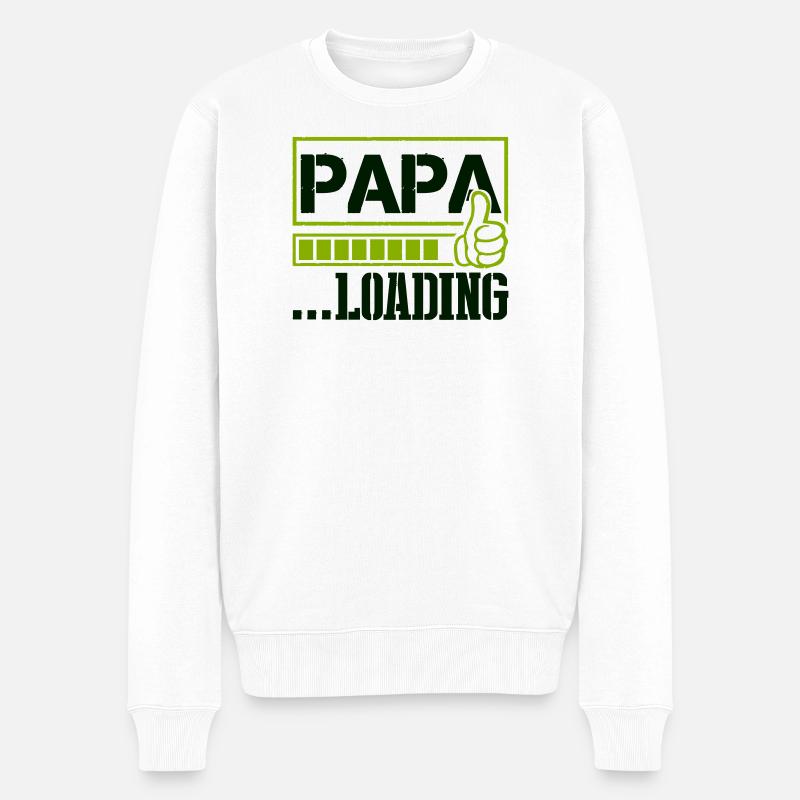 papa_loading- - Männer Premium Bio Pullover - Weiß