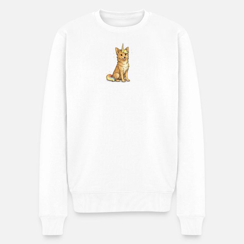 Einhornhund Illustration * Einhorn * Border Collie - Männer Premium Bio Pullover - Weiß