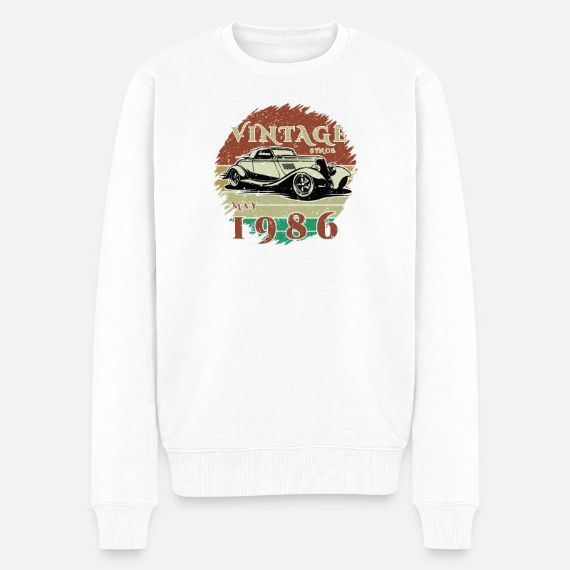 40. Geburtstag - Klassiker - Vintage since 05/1986 - Männer Premium Bio Pullover - Weiß
