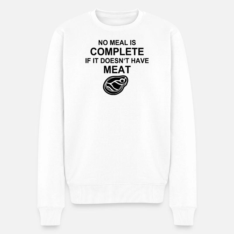 Fleisch, Fleischliebhaber, Grillen, BBQ, Burger, S - Männer Premium Bio Pullover - Weiß