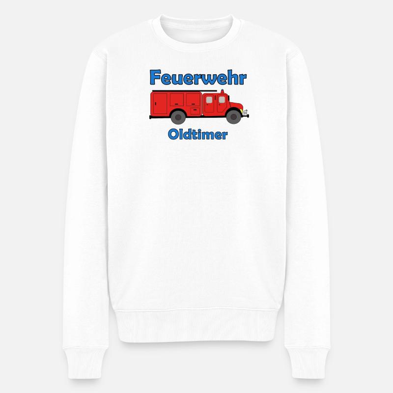 Feuerwehr Oldtimer  - Männer Premium Bio Pullover - Weiß