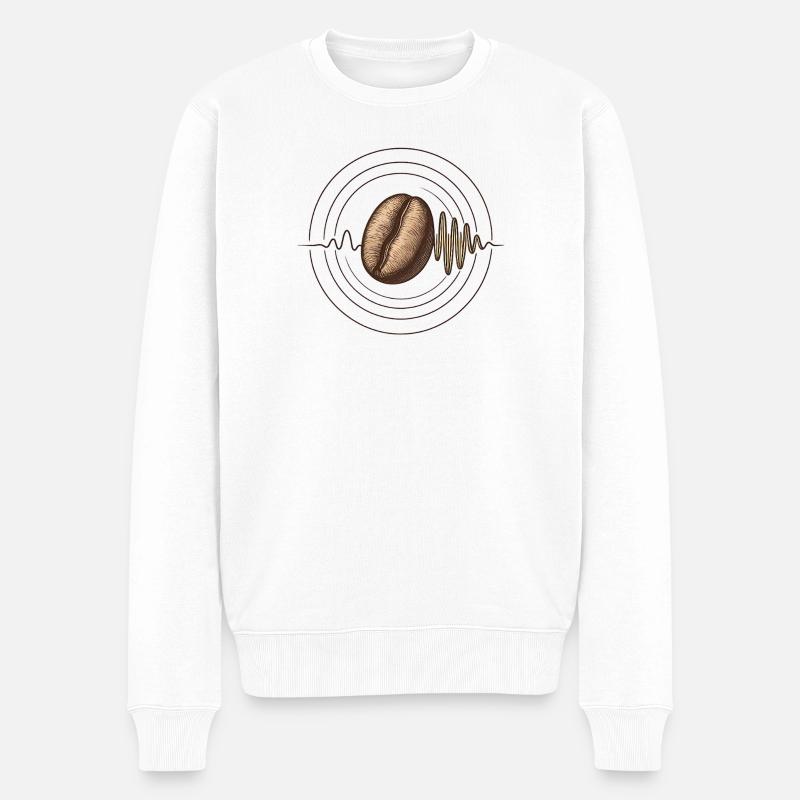 Kaffee-Kern Klangwelle - Männer Premium Bio Pullover - Weiß