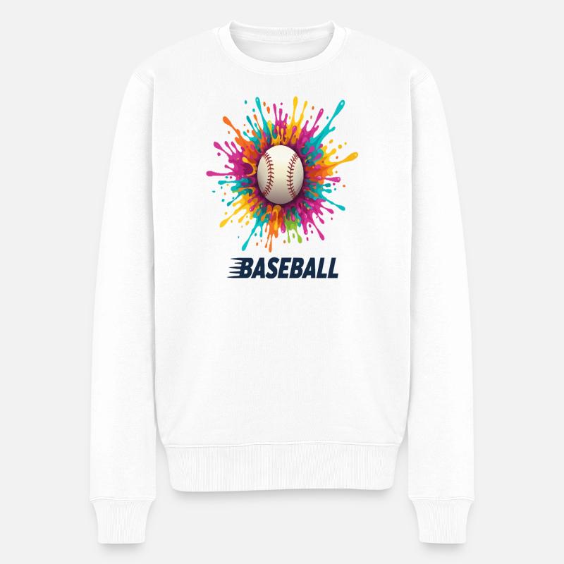 Lebhafter Baseball-Splash-Burst - Männer Premium Bio Pullover - Weiß